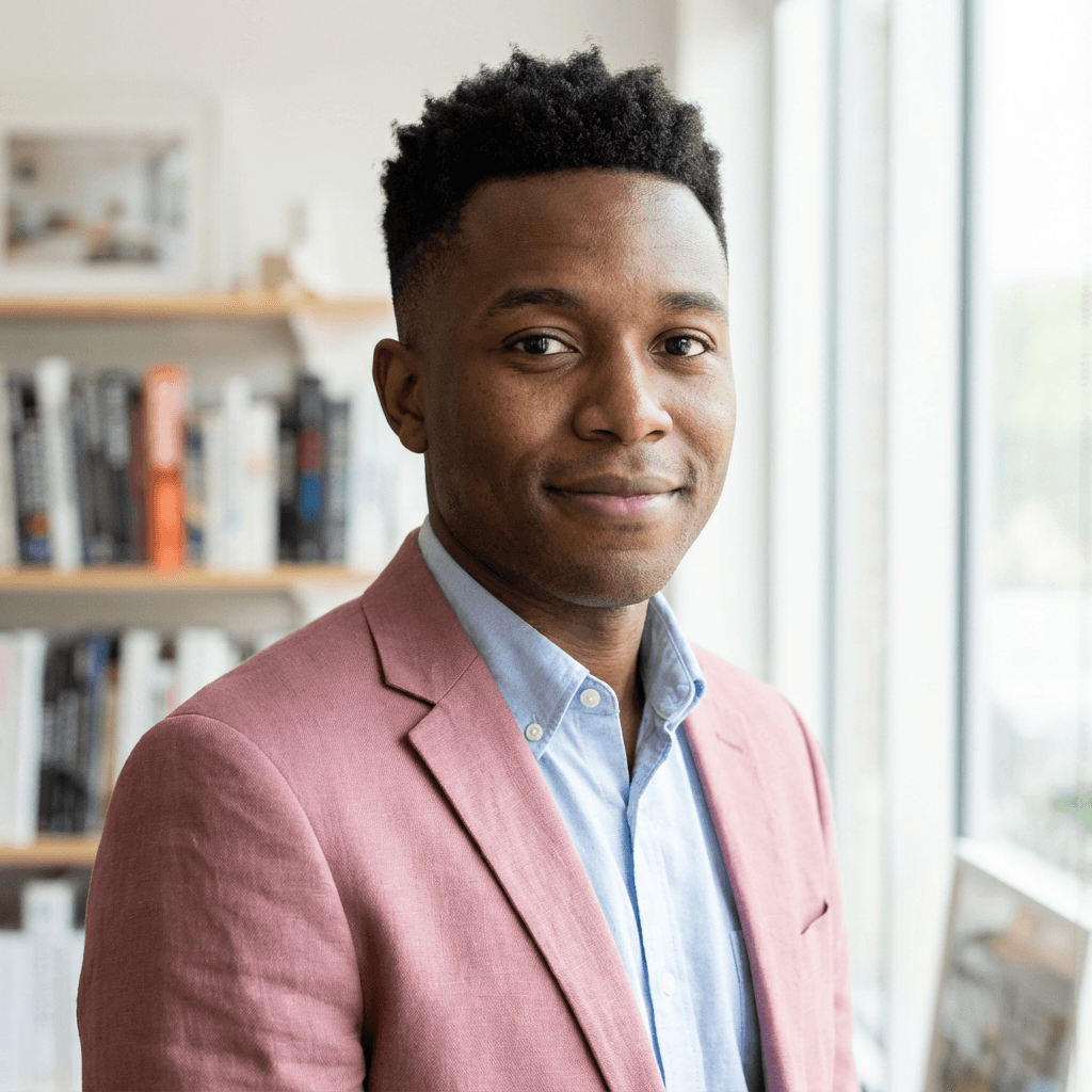 Daniel Okafor, startup client, in a modern office